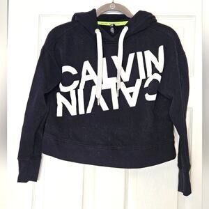 Calvin Klein womens black and white cropped hoodie size‎ XS